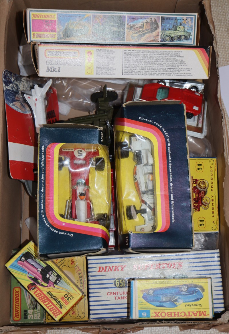 Dinky, Corgi and Matchbox models, mostly boxed, including Dinky Centurion tank, 651, Matchbox Superfast New 30